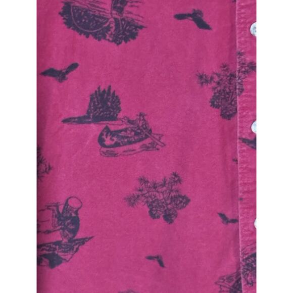 Vtg Eddie Bauer 90s Mens XL Burgundy Bird Cabincore Button Down Outdoor Heritage - Picture 2 of 8